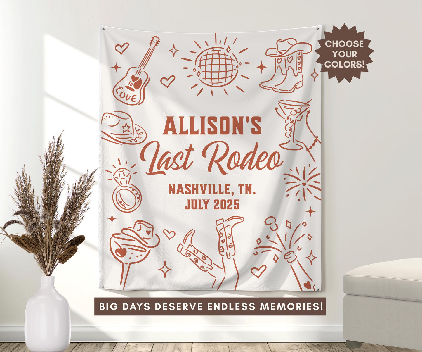 Bachelorette Party Decoration, Bachelorette Banner, Last Rodeo Bachelorette Tapestry, Cowgirl Bachelorette Sign, Western Party Decor