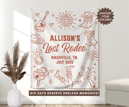 Bachelorette Party Decoration, Bachelorette Banner, Last Rodeo Bachelorette Tapestry, Cowgirl Bachelorette Sign, Western Party Decor
