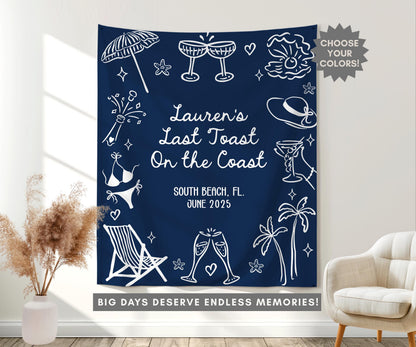 Bachelorette Banner, Beach Party Bachelorette, Last Toast Bachelorette, Beach Bachelorette Sign, Coastal Party Decor, Bridal Party Sign