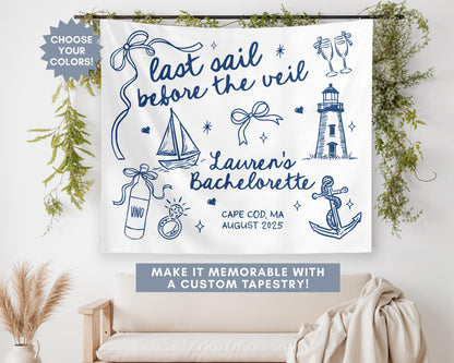 Bachelorette Banner, Last Sail Before The Veil Bachelorette Sign, Sailing Theme Bachelorette, Coastal Bachelorette Backdrop, Beach Bach Sign