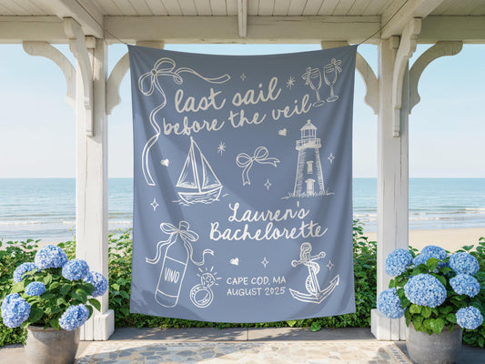 Bachelorette Banner, Last Sail Before The Veil Bachelorette Sign, Sailing Theme Bachelorette, Coastal Bachelorette Backdrop, Beach Bach Sign