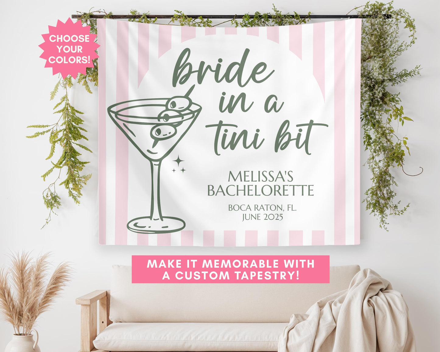 Bachelorette Banner, Bridal Shower Backdrop, Bachelorette Party Decor, Bridal Shower Banner, Martini Bachelorette Party Decor, Martini Bach