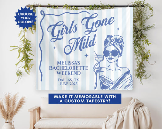 Custom Bachelorette Banner, Girls Gone Mild Bachelorette Party Tapestry, Bachelorette Photo Backdrop, Girls Weekend Party Decor Custom
