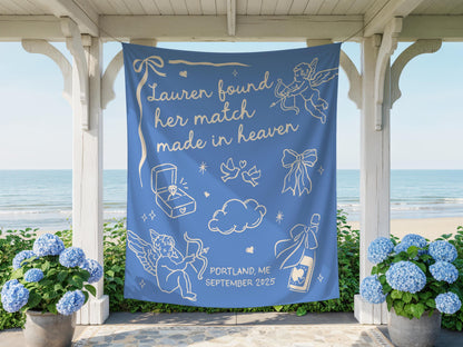 Custom Bachelorette Banner, Personalized Bachelorette Party Tapestry, Heaven Bachelorette Backdrop, Match Made In Heaven Bachelorette Decor