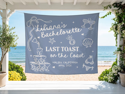 Custom Bachelorette Banner, Personalized Bachelorette Party Tapestry, Beach Bachelorette Photo Backdrop, Coastal Bachelorette Party Decor
