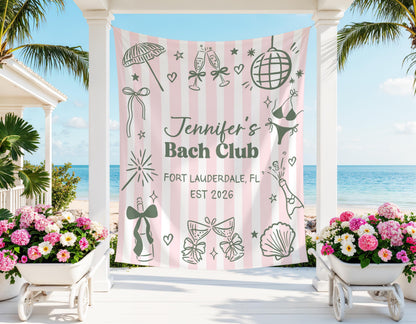 Custom Bachelorette Banner, Personalized Bachelorette Party Tapestry, Beach Bachelorette Photo Backdrop, Coastal Bachelorette Party Decor