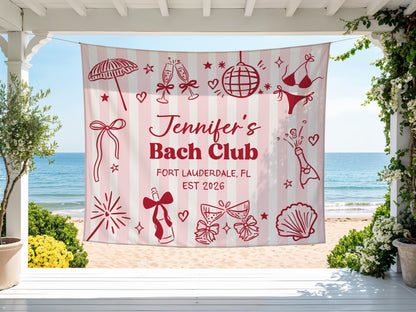 Custom Bachelorette Banner, Personalized Bachelorette Party Tapestry, Beach Bachelorette Photo Backdrop, Coastal Bachelorette Party Decor