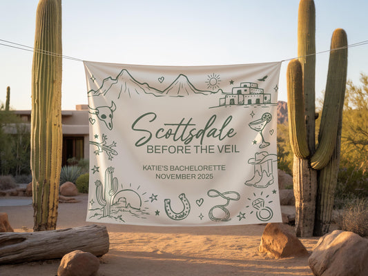 Scottsdale Bachelorette Party Banner, Desert Bachelorette Backdrop, Arizona Bach Welcome Sign, Personalized Bachelorette Tapestry
