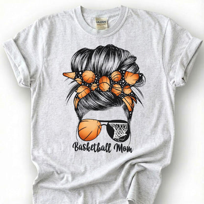 Basketball Mom Messy Bun Shirt, Basketball Mom Life T-Shirt, Cute Basketball Mother Tee, Basketball Bandana Sunglasses Gift, Hoops Mom