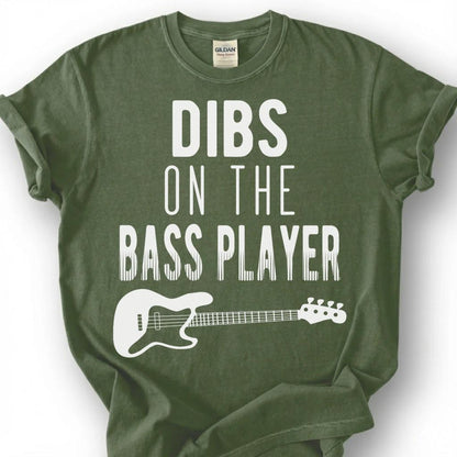 Dibs On The Bass Player Shirt, Funny Bass Guitar Wife T-Shirt, Musician Girlfriend Humor Tee, Rock Band Spouse Gift, Music Lover Unisex Top