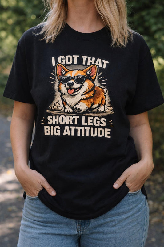 Funny Corgi Shirt Short Legs Big Attitude Tee, Cute Dog Lover Gift, Corgi Mom Shirt, Funny Dog Meme T Shirt, Unisex Graphic Tee