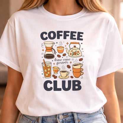 Coffee Club Shirt Vintage Cafe Tee, Retro Coffee Graphic T-Shirt, Cute Iced Coffee Lover Tee, Barista Gift for Women