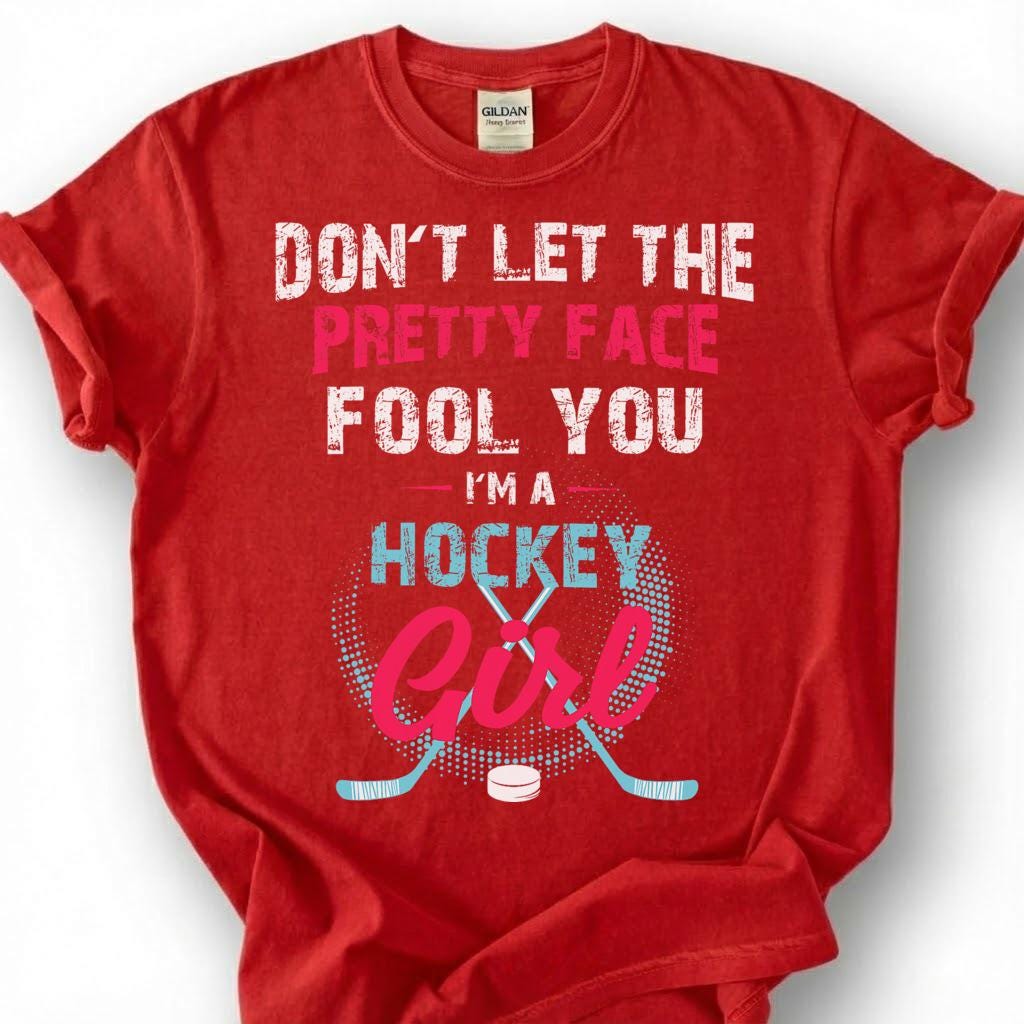 Let The Pretty Face Fool You A Hockey Girl Shirt, Women Hockey Player T-Shirt, Hockey Girl Tee, Female Hockey Gift, Girls Hockey