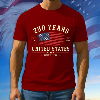250 Years Of Freedom Shirt, 1776 - 2026 Patriotic Tee, 100% Cotton Multicolor Tshirt For Independence Day, 250th Anniversary Gifts