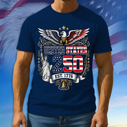 250th Anniversary USA Shirt, Since 1776 Patriotic Tee, 100% Cotton Multicolor Tshirt For Independence Day, 250th Anniversary Gifts