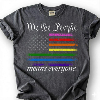 We The People Means Everyone Vintage Rainbow Flag Shirt, Distressed Pride Constitution Tee, LGBTQ Patriot Gift, Queer Americana Apparel