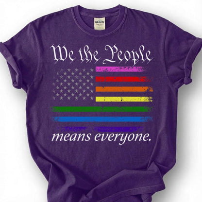 We The People Means Everyone Vintage Rainbow Flag Shirt, Distressed Pride Constitution Tee, LGBTQ Patriot Gift, Queer Americana Apparel