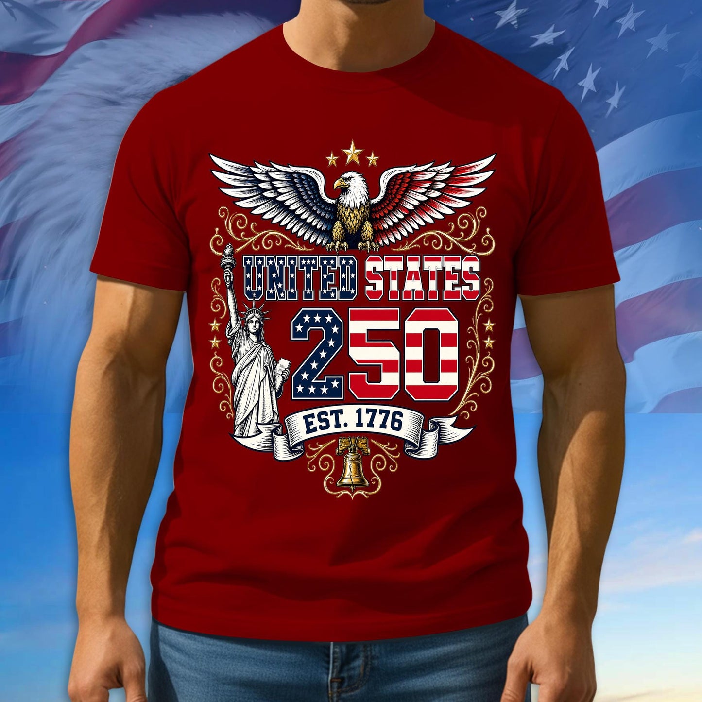 250th Anniversary USA Shirt, Since 1776 Patriotic Tee, 100% Cotton Multicolor Tshirt For Independence Day, 250th Anniversary Gifts