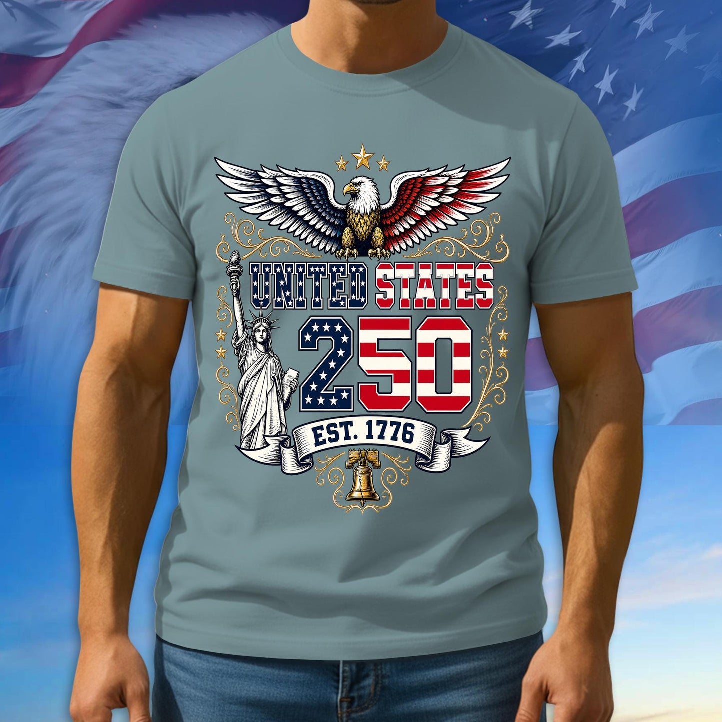250th Anniversary USA Shirt, Since 1776 Patriotic Tee, 100% Cotton Multicolor Tshirt For Independence Day, 250th Anniversary Gifts