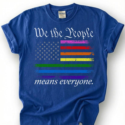 We The People Means Everyone Vintage Rainbow Flag Shirt, Distressed Pride Constitution Tee, LGBTQ Patriot Gift, Queer Americana Apparel